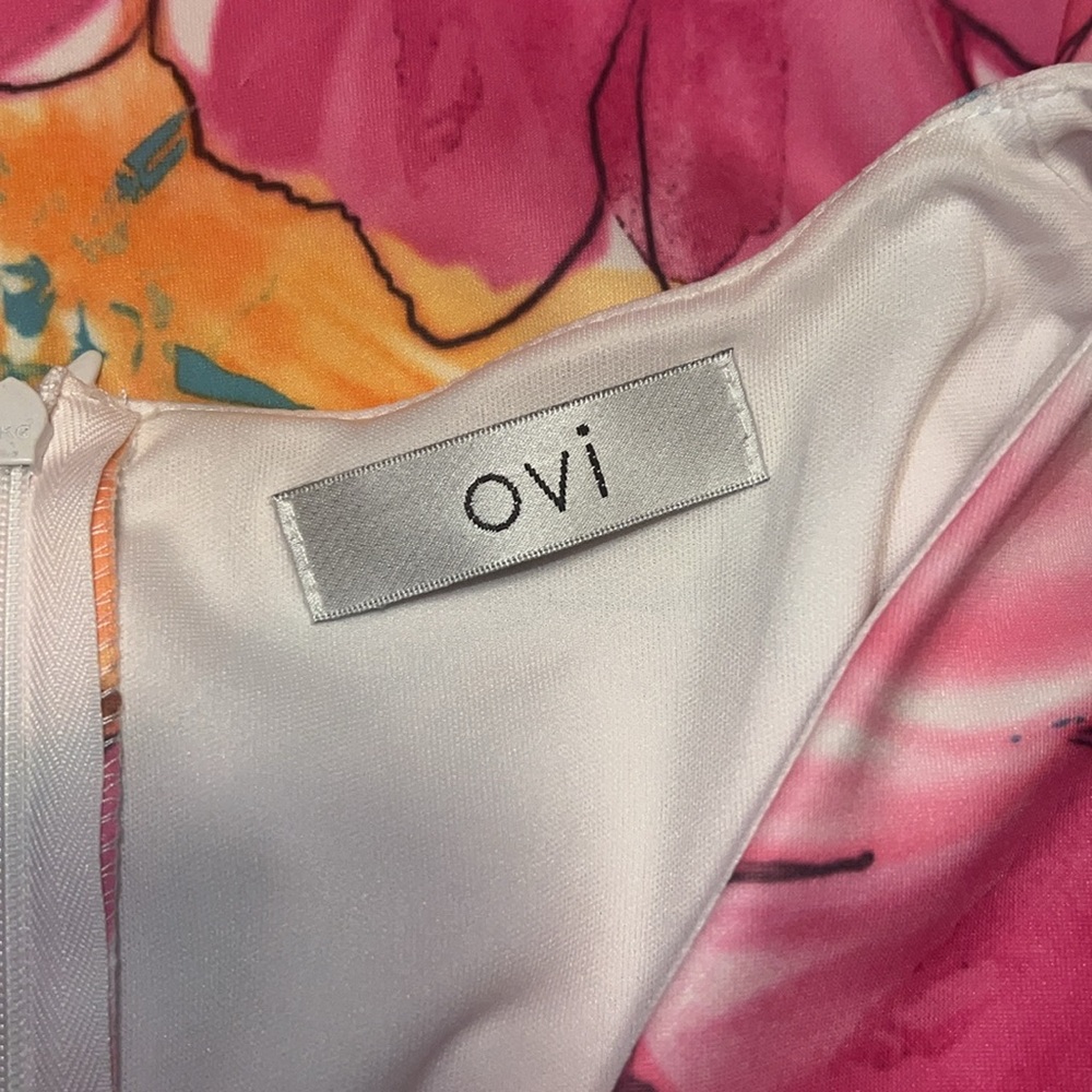 Ovi Fuchsia Pink Yellow Floral Print Sleeveless Sheath Lined Dress NWOT - Picture 13 of 16